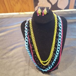 Colorful Multi Strand Necklace Set